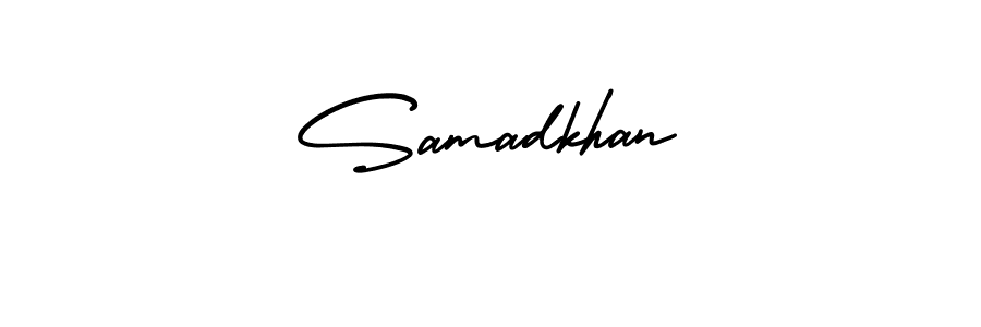 This is the best signature style for the Samadkhan name. Also you like these signature font (AmerikaSignatureDemo-Regular). Mix name signature. Samadkhan signature style 3 images and pictures png