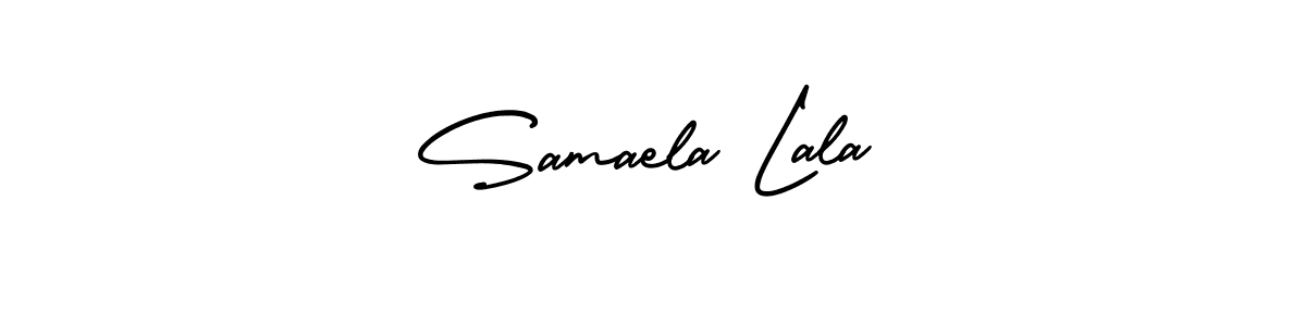 The best way (AmerikaSignatureDemo-Regular) to make a short signature is to pick only two or three words in your name. The name Samaela Lala include a total of six letters. For converting this name. Samaela Lala signature style 3 images and pictures png