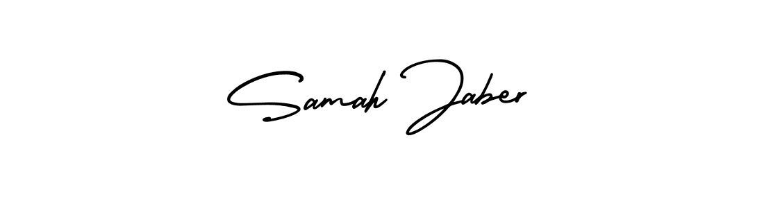 The best way (AmerikaSignatureDemo-Regular) to make a short signature is to pick only two or three words in your name. The name Samah Jaber include a total of six letters. For converting this name. Samah Jaber signature style 3 images and pictures png