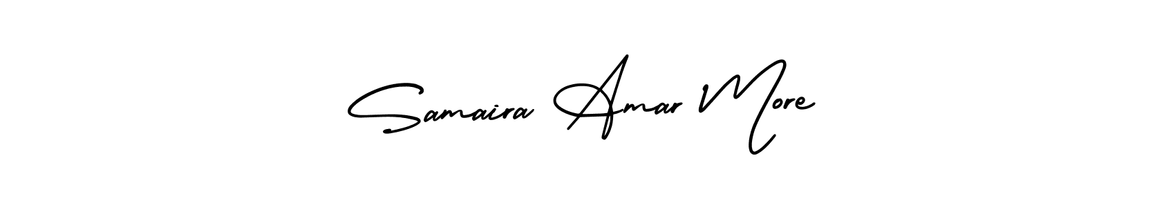 You should practise on your own different ways (AmerikaSignatureDemo-Regular) to write your name (Samaira Amar More) in signature. don't let someone else do it for you. Samaira Amar More signature style 3 images and pictures png