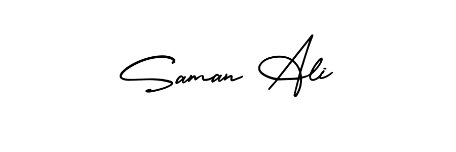 Make a short Saman Ali signature style. Manage your documents anywhere anytime using AmerikaSignatureDemo-Regular. Create and add eSignatures, submit forms, share and send files easily. Saman Ali signature style 3 images and pictures png