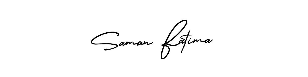 The best way (AmerikaSignatureDemo-Regular) to make a short signature is to pick only two or three words in your name. The name Saman Fatima include a total of six letters. For converting this name. Saman Fatima signature style 3 images and pictures png