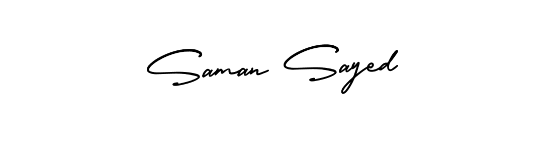 How to make Saman Sayed name signature. Use AmerikaSignatureDemo-Regular style for creating short signs online. This is the latest handwritten sign. Saman Sayed signature style 3 images and pictures png