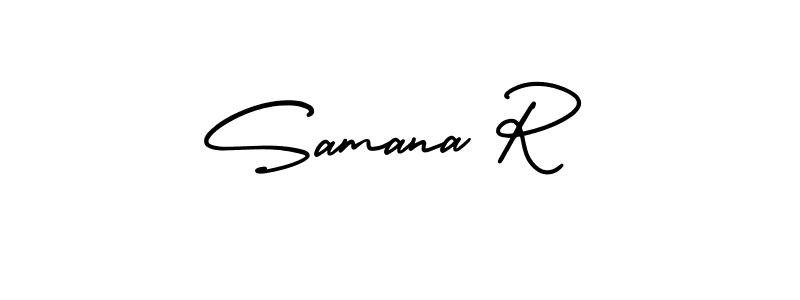 Make a short Samana R signature style. Manage your documents anywhere anytime using AmerikaSignatureDemo-Regular. Create and add eSignatures, submit forms, share and send files easily. Samana R signature style 3 images and pictures png