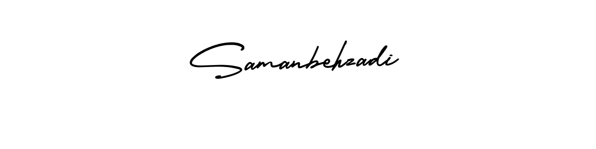 Also You can easily find your signature by using the search form. We will create Samanbehzadi name handwritten signature images for you free of cost using AmerikaSignatureDemo-Regular sign style. Samanbehzadi signature style 3 images and pictures png