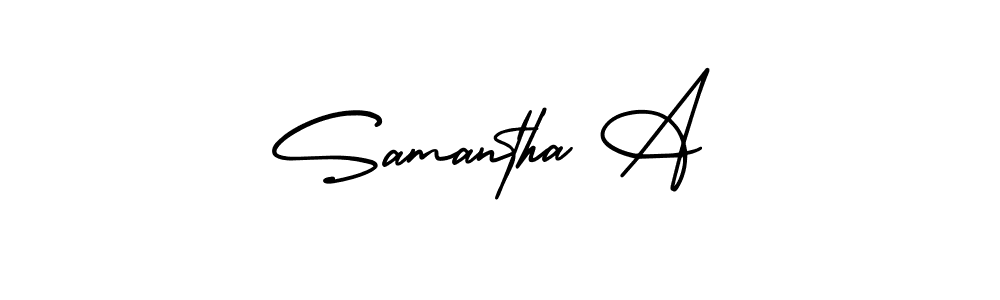 This is the best signature style for the Samantha A name. Also you like these signature font (AmerikaSignatureDemo-Regular). Mix name signature. Samantha A signature style 3 images and pictures png