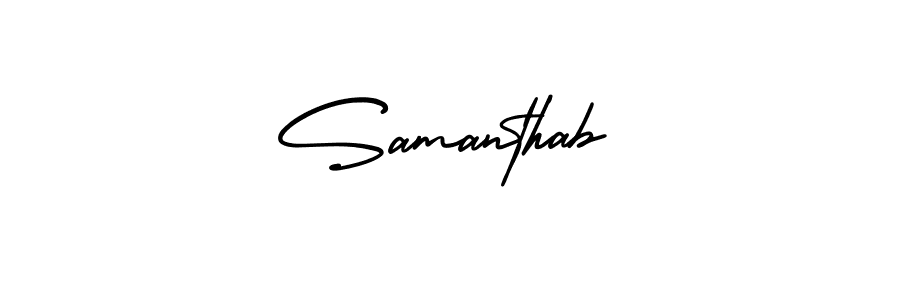The best way (AmerikaSignatureDemo-Regular) to make a short signature is to pick only two or three words in your name. The name Samanthab include a total of six letters. For converting this name. Samanthab signature style 3 images and pictures png