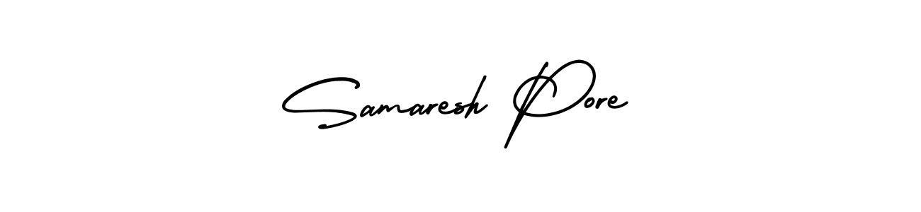 Samaresh Pore stylish signature style. Best Handwritten Sign (AmerikaSignatureDemo-Regular) for my name. Handwritten Signature Collection Ideas for my name Samaresh Pore. Samaresh Pore signature style 3 images and pictures png