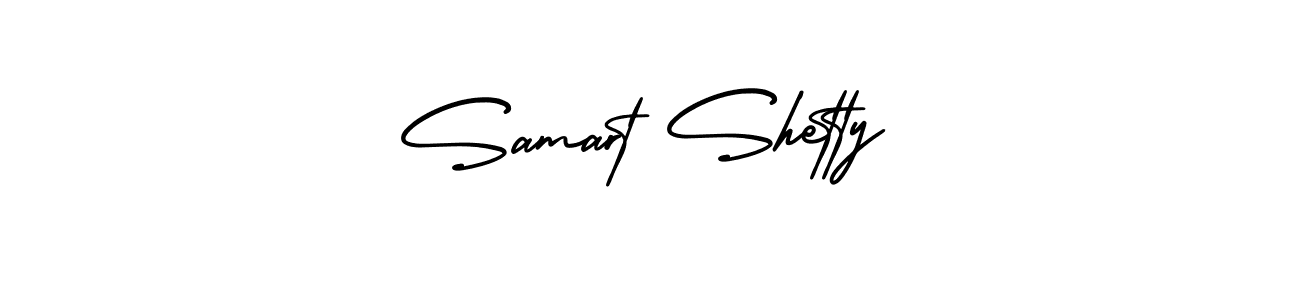 You should practise on your own different ways (AmerikaSignatureDemo-Regular) to write your name (Samart Shetty) in signature. don't let someone else do it for you. Samart Shetty signature style 3 images and pictures png