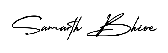 Create a personalized artistic stamp with Samarth Bhise in AmerikaSignatureDemo-Regular font. Perfect for visual artists, designers, and influencers. Samarth Bhise signature style 3 images and pictures png