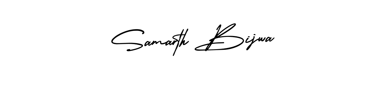 You should practise on your own different ways (AmerikaSignatureDemo-Regular) to write your name (Samarth Bijwa) in signature. don't let someone else do it for you. Samarth Bijwa signature style 3 images and pictures png