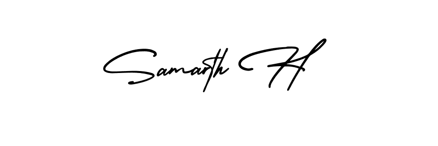 The best way (AmerikaSignatureDemo-Regular) to make a short signature is to pick only two or three words in your name. The name Samarth H include a total of six letters. For converting this name. Samarth H signature style 3 images and pictures png