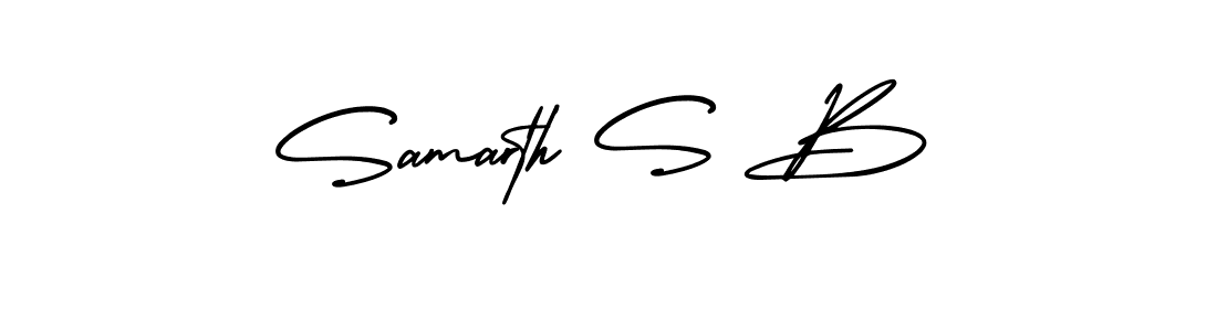 The best way (AmerikaSignatureDemo-Regular) to make a short signature is to pick only two or three words in your name. The name Samarth S B include a total of six letters. For converting this name. Samarth S B signature style 3 images and pictures png