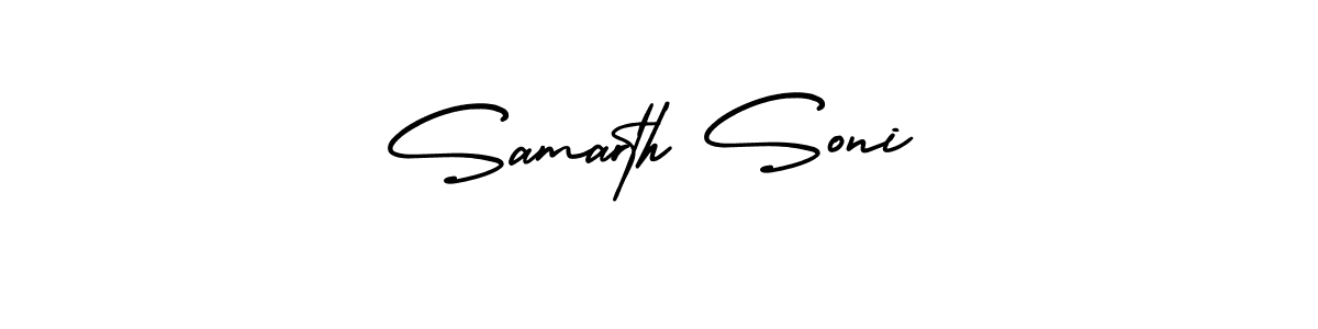 The best way (AmerikaSignatureDemo-Regular) to make a short signature is to pick only two or three words in your name. The name Samarth Soni include a total of six letters. For converting this name. Samarth Soni signature style 3 images and pictures png