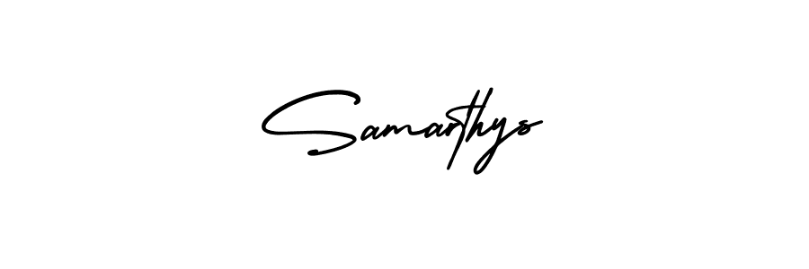 The best way (AmerikaSignatureDemo-Regular) to make a short signature is to pick only two or three words in your name. The name Samarthys include a total of six letters. For converting this name. Samarthys signature style 3 images and pictures png
