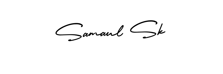 You should practise on your own different ways (AmerikaSignatureDemo-Regular) to write your name (Samaul Sk) in signature. don't let someone else do it for you. Samaul Sk signature style 3 images and pictures png