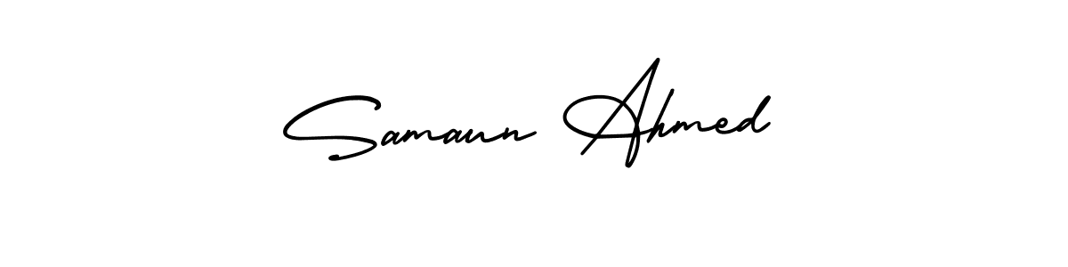 if you are searching for the best signature style for your name Samaun Ahmed. so please give up your signature search. here we have designed multiple signature styles  using AmerikaSignatureDemo-Regular. Samaun Ahmed signature style 3 images and pictures png