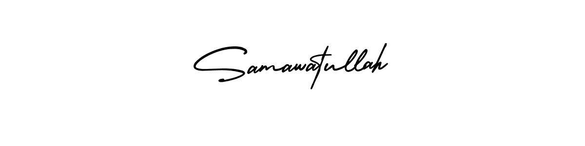 The best way (AmerikaSignatureDemo-Regular) to make a short signature is to pick only two or three words in your name. The name Samawatullah include a total of six letters. For converting this name. Samawatullah signature style 3 images and pictures png