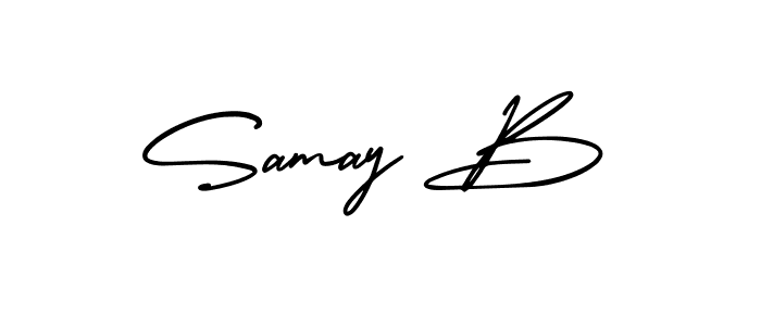 How to make Samay B name signature. Use AmerikaSignatureDemo-Regular style for creating short signs online. This is the latest handwritten sign. Samay B signature style 3 images and pictures png