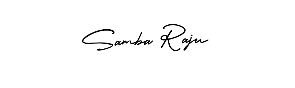 How to make Samba Raju name signature. Use AmerikaSignatureDemo-Regular style for creating short signs online. This is the latest handwritten sign. Samba Raju signature style 3 images and pictures png