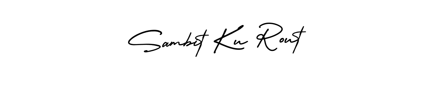 You should practise on your own different ways (AmerikaSignatureDemo-Regular) to write your name (Sambit Ku Rout) in signature. don't let someone else do it for you. Sambit Ku Rout signature style 3 images and pictures png