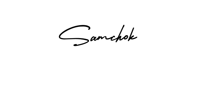 Samchok stylish signature style. Best Handwritten Sign (AmerikaSignatureDemo-Regular) for my name. Handwritten Signature Collection Ideas for my name Samchok. Samchok signature style 3 images and pictures png