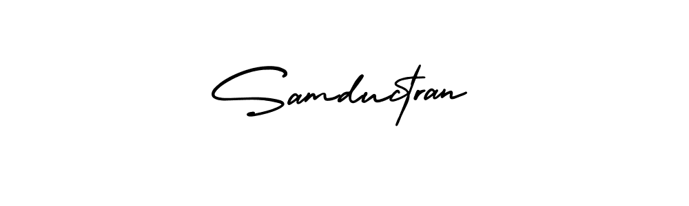 The best way (AmerikaSignatureDemo-Regular) to make a short signature is to pick only two or three words in your name. The name Samductran include a total of six letters. For converting this name. Samductran signature style 3 images and pictures png