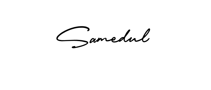 Use a signature maker to create a handwritten signature online. With this signature software, you can design (AmerikaSignatureDemo-Regular) your own signature for name Samedul. Samedul signature style 3 images and pictures png