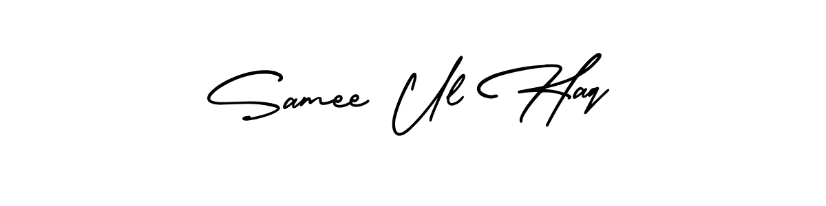 Use a signature maker to create a handwritten signature online. With this signature software, you can design (AmerikaSignatureDemo-Regular) your own signature for name Samee Ul Haq. Samee Ul Haq signature style 3 images and pictures png