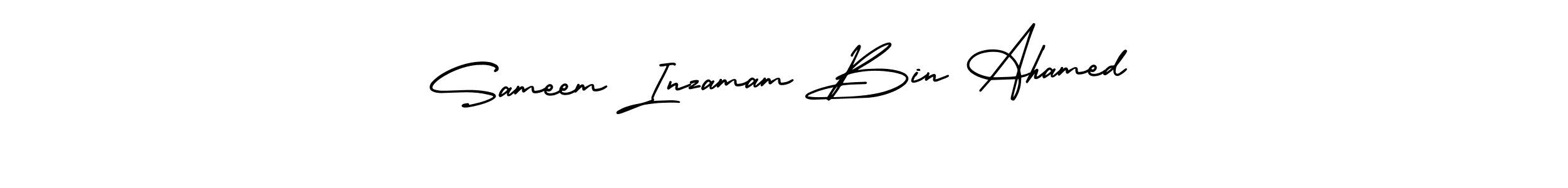 The best way (AmerikaSignatureDemo-Regular) to make a short signature is to pick only two or three words in your name. The name Sameem Inzamam Bin Ahamed include a total of six letters. For converting this name. Sameem Inzamam Bin Ahamed signature style 3 images and pictures png