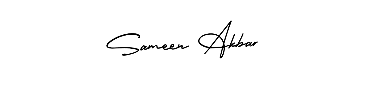 How to make Sameen Akbar name signature. Use AmerikaSignatureDemo-Regular style for creating short signs online. This is the latest handwritten sign. Sameen Akbar signature style 3 images and pictures png