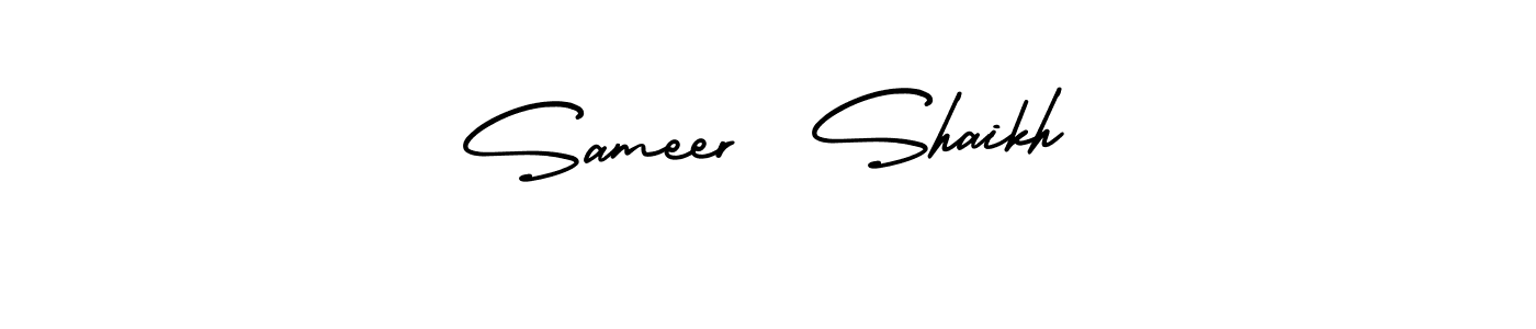 if you are searching for the best signature style for your name Sameer  Shaikh. so please give up your signature search. here we have designed multiple signature styles  using AmerikaSignatureDemo-Regular. Sameer  Shaikh signature style 3 images and pictures png