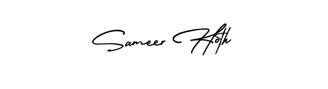 The best way (AmerikaSignatureDemo-Regular) to make a short signature is to pick only two or three words in your name. The name Sameer Hoth include a total of six letters. For converting this name. Sameer Hoth signature style 3 images and pictures png