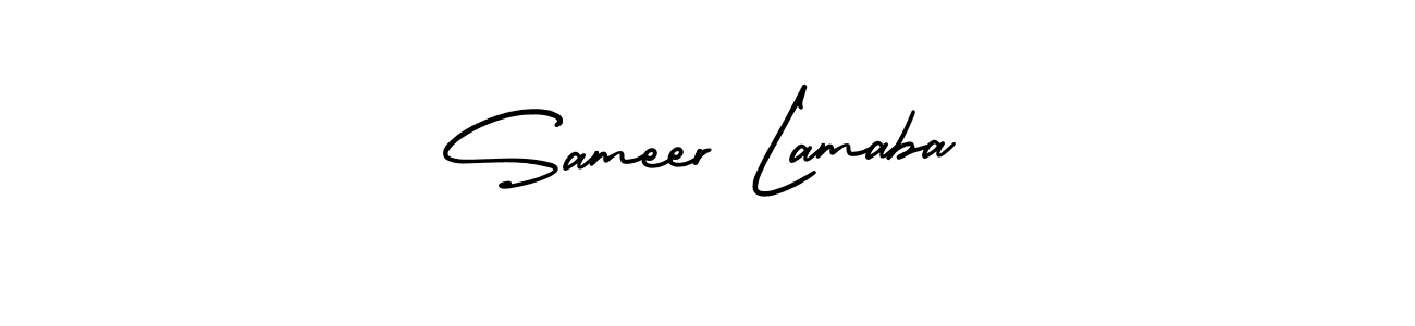 See photos of Sameer Lamaba official signature by Spectra . Check more albums & portfolios. Read reviews & check more about AmerikaSignatureDemo-Regular font. Sameer Lamaba signature style 3 images and pictures png