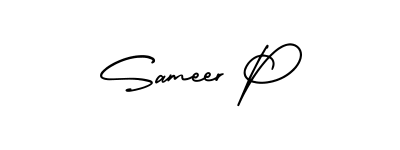 This is the best signature style for the Sameer P name. Also you like these signature font (AmerikaSignatureDemo-Regular). Mix name signature. Sameer P signature style 3 images and pictures png