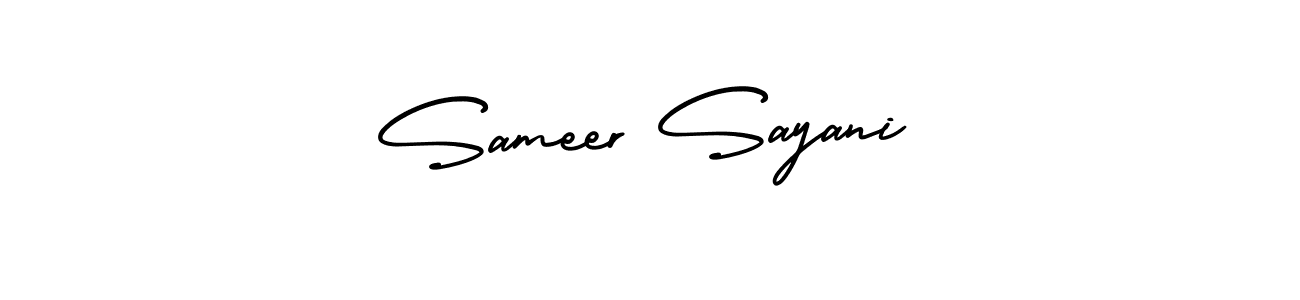 The best way (AmerikaSignatureDemo-Regular) to make a short signature is to pick only two or three words in your name. The name Sameer Sayani include a total of six letters. For converting this name. Sameer Sayani signature style 3 images and pictures png