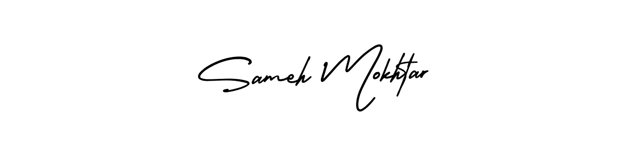 This is the best signature style for the Sameh Mokhtar name. Also you like these signature font (AmerikaSignatureDemo-Regular). Mix name signature. Sameh Mokhtar signature style 3 images and pictures png