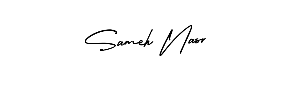 AmerikaSignatureDemo-Regular is a professional signature style that is perfect for those who want to add a touch of class to their signature. It is also a great choice for those who want to make their signature more unique. Get Sameh Nasr name to fancy signature for free. Sameh Nasr signature style 3 images and pictures png