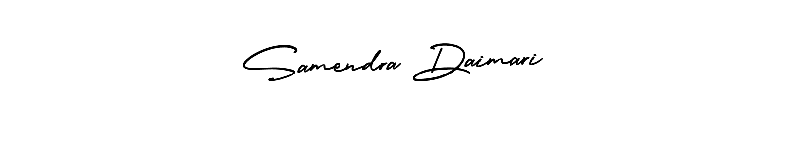 The best way (AmerikaSignatureDemo-Regular) to make a short signature is to pick only two or three words in your name. The name Samendra Daimari include a total of six letters. For converting this name. Samendra Daimari signature style 3 images and pictures png