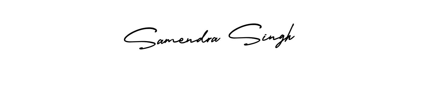 The best way (AmerikaSignatureDemo-Regular) to make a short signature is to pick only two or three words in your name. The name Samendra Singh include a total of six letters. For converting this name. Samendra Singh signature style 3 images and pictures png