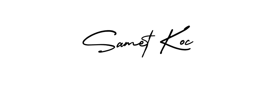 It looks lik you need a new signature style for name Samet Koc. Design unique handwritten (AmerikaSignatureDemo-Regular) signature with our free signature maker in just a few clicks. Samet Koc signature style 3 images and pictures png