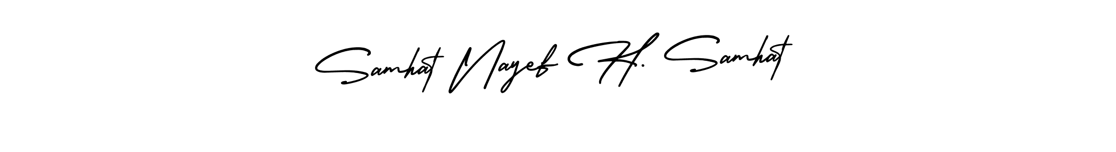 The best way (AmerikaSignatureDemo-Regular) to make a short signature is to pick only two or three words in your name. The name Samhat Nayef H. Samhat include a total of six letters. For converting this name. Samhat Nayef H. Samhat signature style 3 images and pictures png