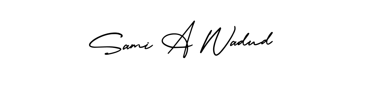 You should practise on your own different ways (AmerikaSignatureDemo-Regular) to write your name (Sami A Wadud) in signature. don't let someone else do it for you. Sami A Wadud signature style 3 images and pictures png