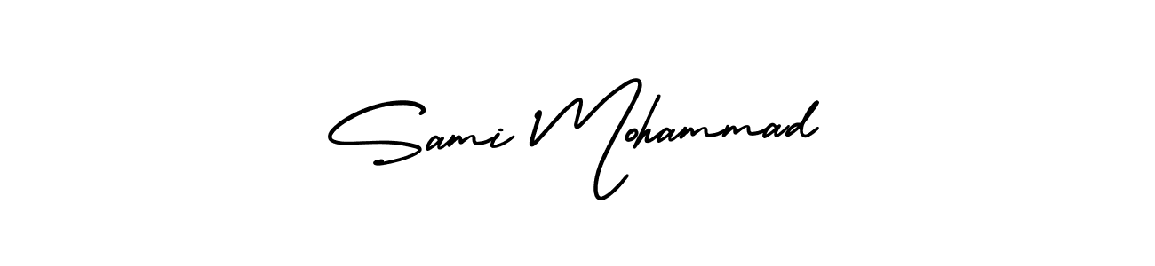 This is the best signature style for the Sami Mohammad name. Also you like these signature font (AmerikaSignatureDemo-Regular). Mix name signature. Sami Mohammad signature style 3 images and pictures png