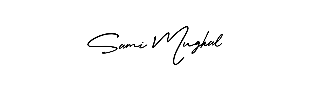 You should practise on your own different ways (AmerikaSignatureDemo-Regular) to write your name (Sami Mughal) in signature. don't let someone else do it for you. Sami Mughal signature style 3 images and pictures png