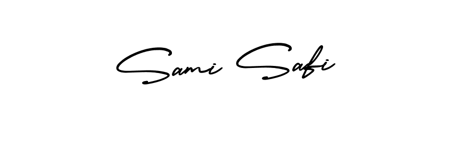 You should practise on your own different ways (AmerikaSignatureDemo-Regular) to write your name (Sami Safi) in signature. don't let someone else do it for you. Sami Safi signature style 3 images and pictures png