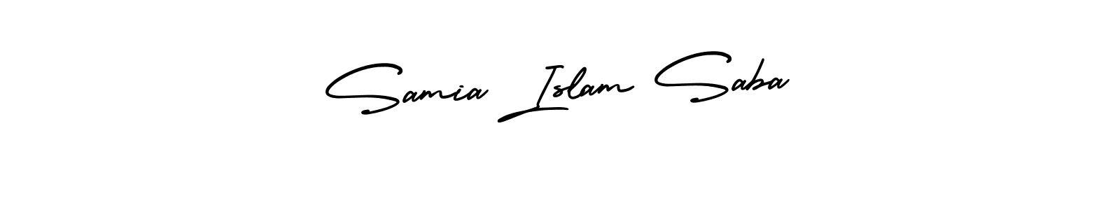 Samia Islam Saba stylish signature style. Best Handwritten Sign (AmerikaSignatureDemo-Regular) for my name. Handwritten Signature Collection Ideas for my name Samia Islam Saba. Samia Islam Saba signature style 3 images and pictures png