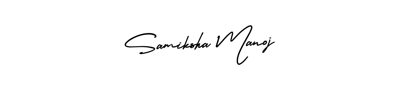 Samiksha Manoj stylish signature style. Best Handwritten Sign (AmerikaSignatureDemo-Regular) for my name. Handwritten Signature Collection Ideas for my name Samiksha Manoj. Samiksha Manoj signature style 3 images and pictures png