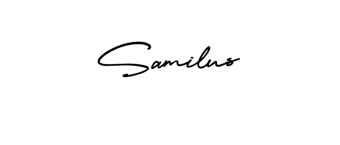 You should practise on your own different ways (AmerikaSignatureDemo-Regular) to write your name (Samilus) in signature. don't let someone else do it for you. Samilus signature style 3 images and pictures png