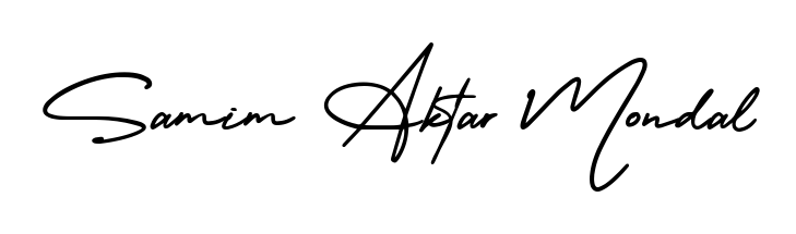 The AmerikaSignatureDemo-Regular lettering style adds unique flourish to name Samim Aktar Mondal. Stand out with a custom digital autograph made in seconds. Samim Aktar Mondal signature style 3 images and pictures png